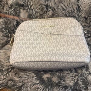 Michael Kors Cream and Brown Monogram Crossbody Bag